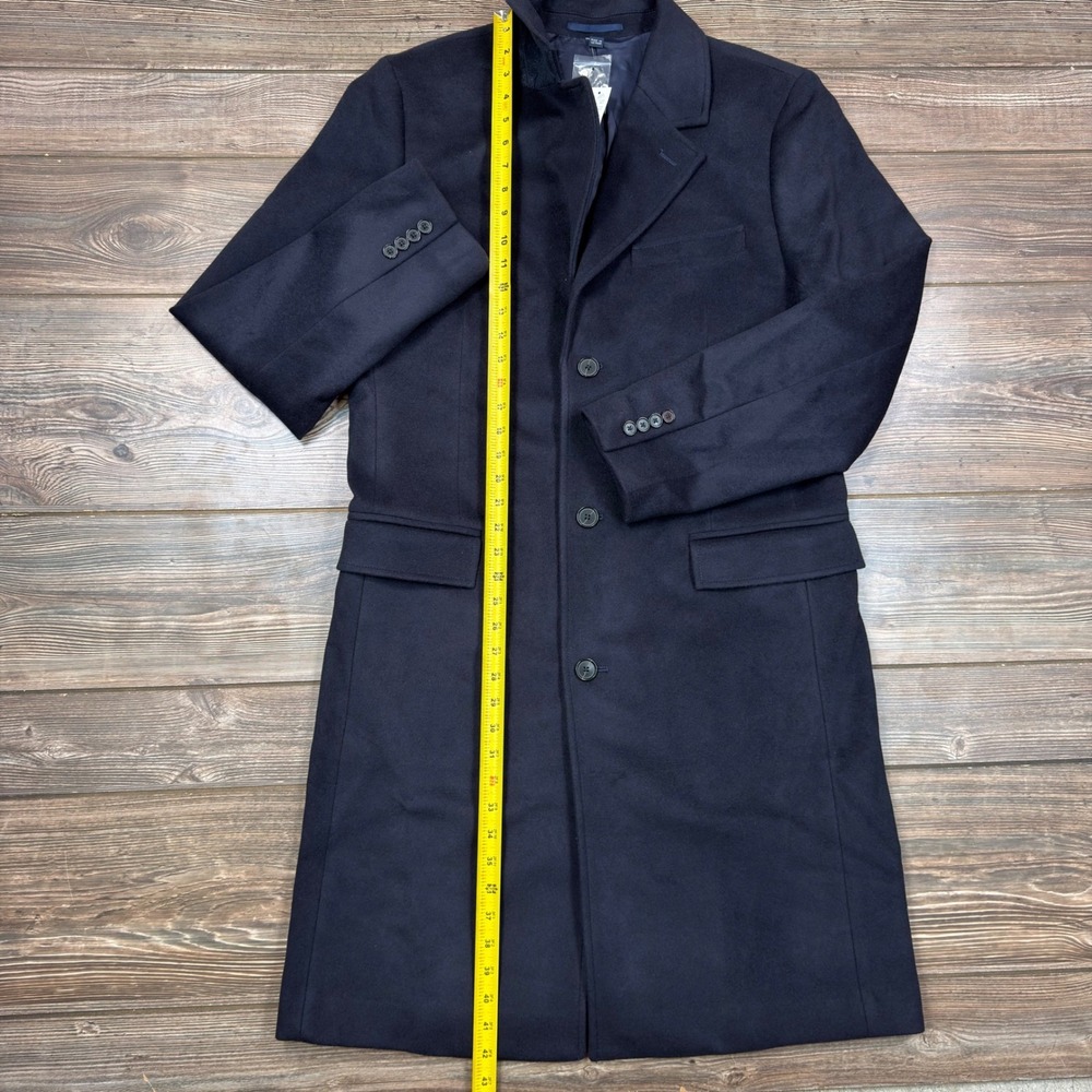 J.Crew Mens 38R Rivington Topcoat Navy Blue Wool Cashmere Italian Fabric NEW - Picture 4 of 16